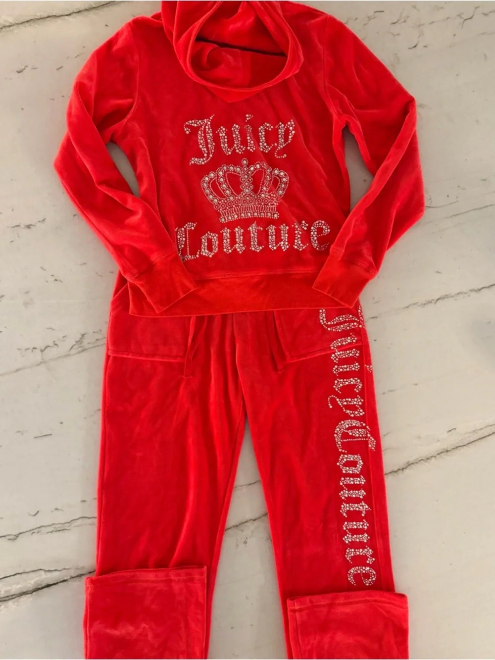 Juicy Couture Rhinestone Tracksuit Women's Large Red - Picture 1 of 13